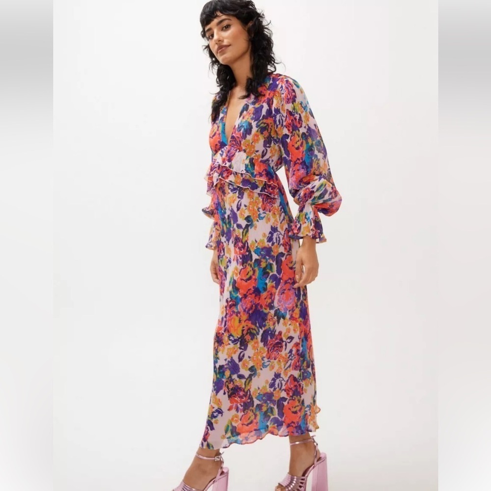 Nasty Gal Pleated Floral Maxi Dress Size 6. NWT - Picture 2 of 10